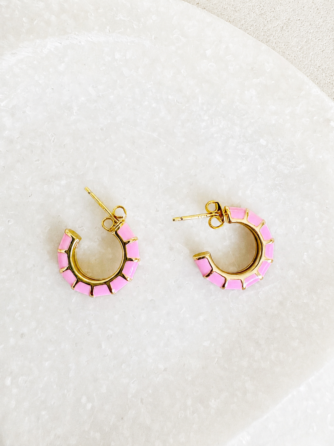 Pink Sorbet Enamel Hoops