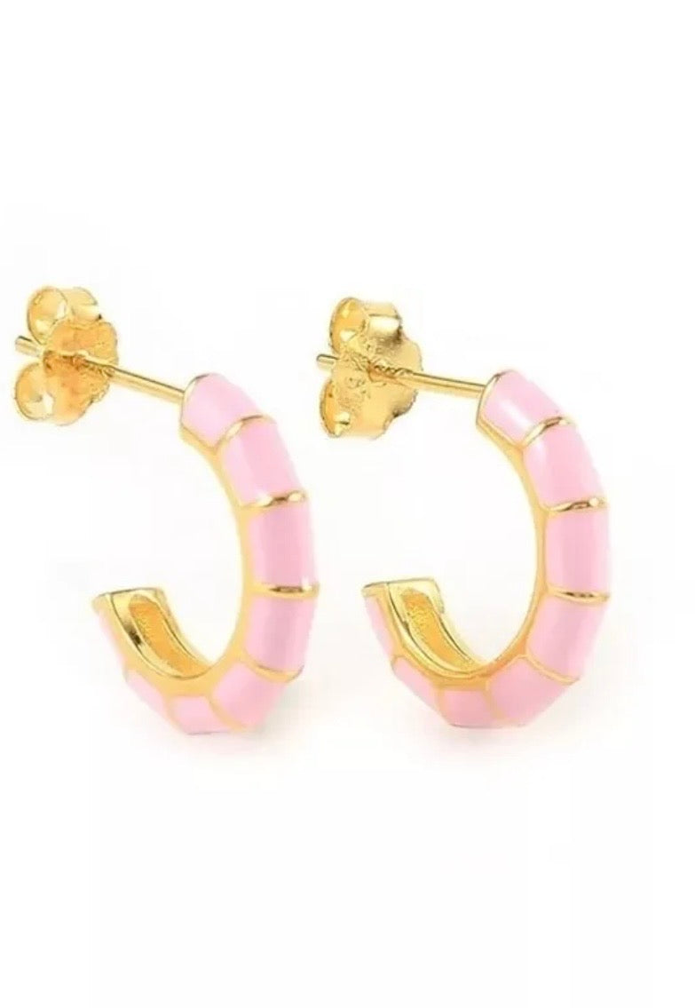 Pink Sorbet Enamel Hoops