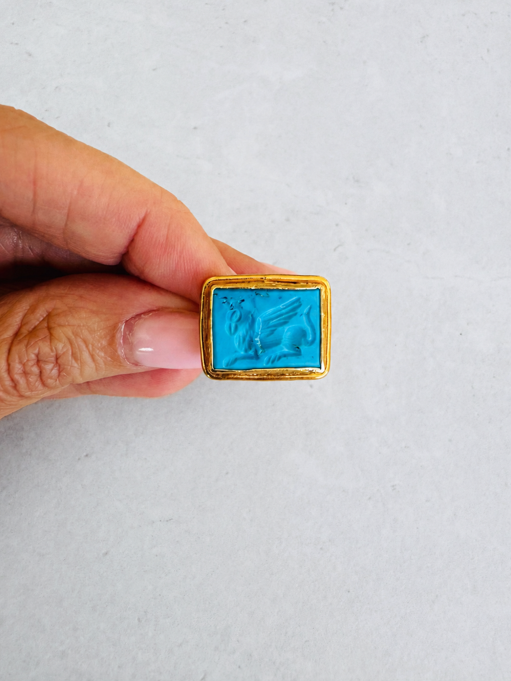 Turquoise Phoenix Signet Ring