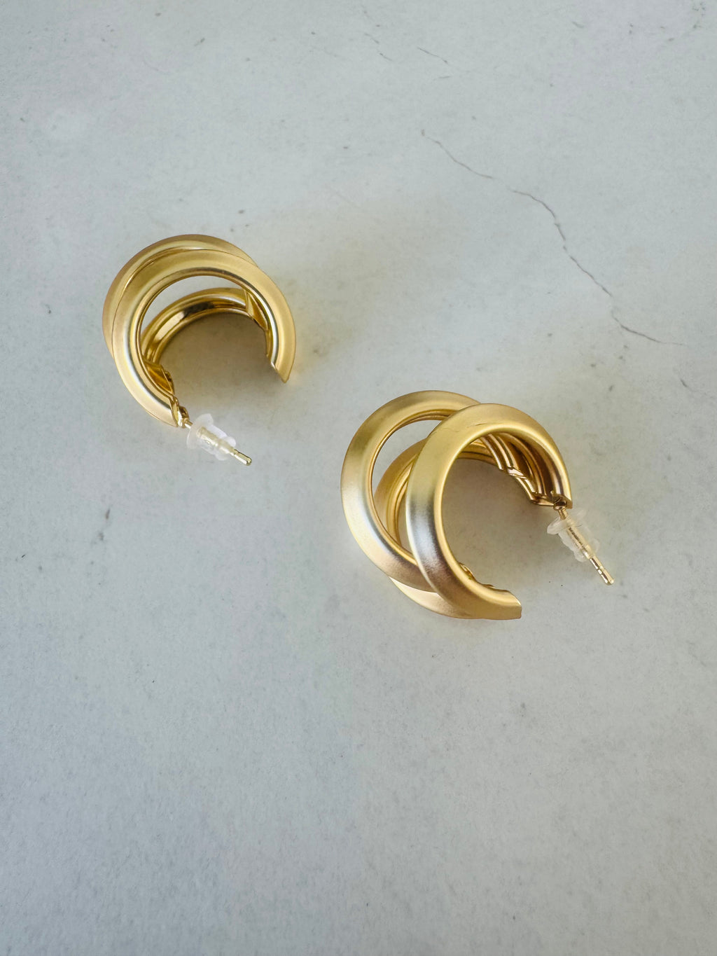 Sculpted Gold Ribbed Hoop Earrings