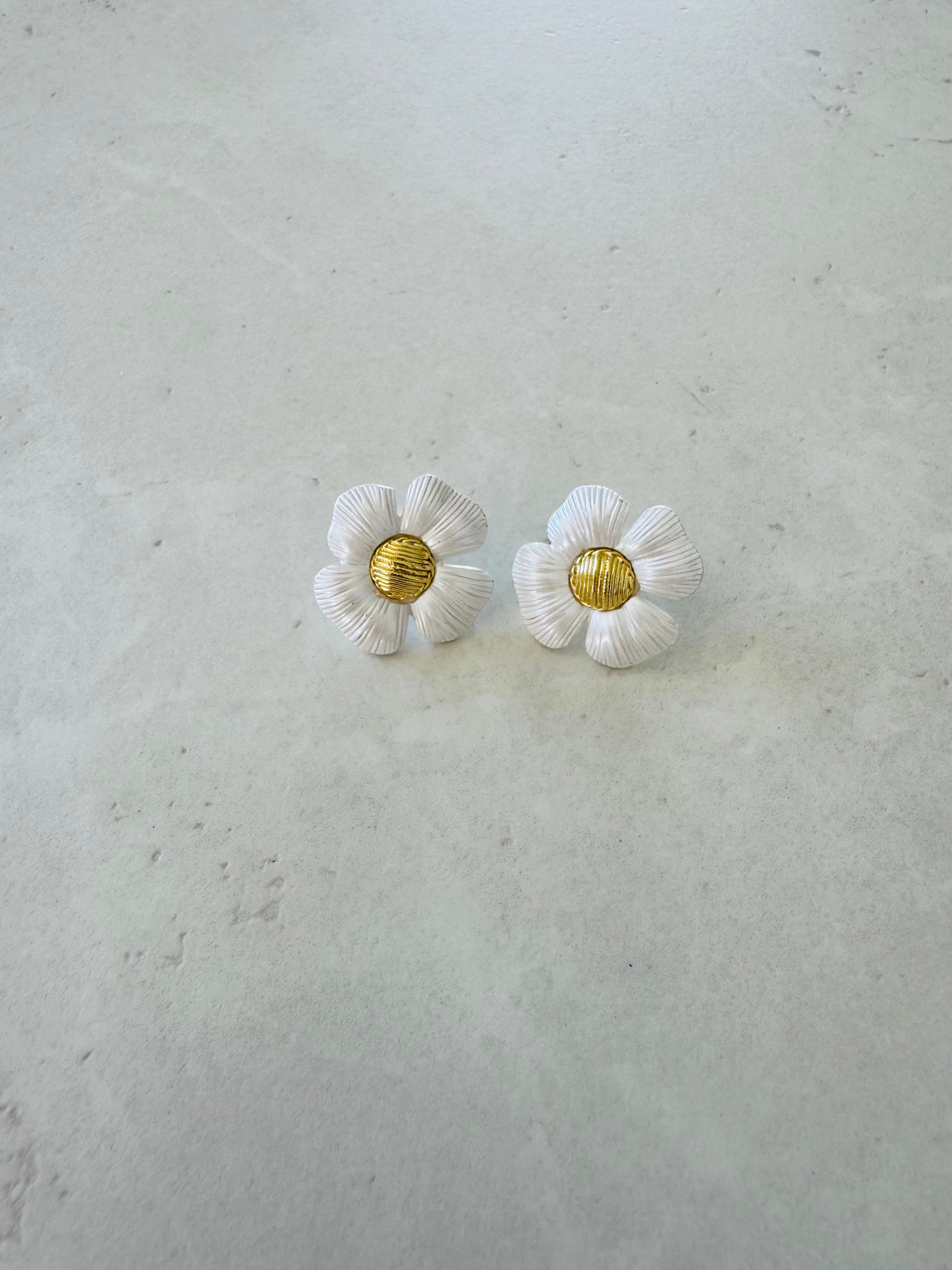 White Magnolia Blossom Earrings