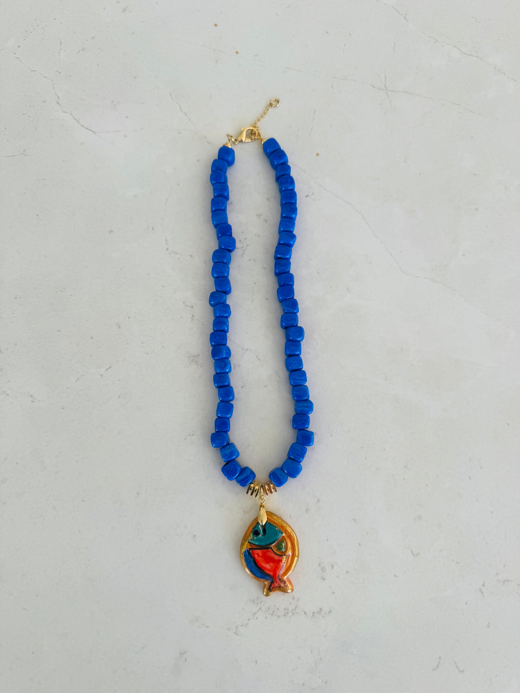 Cobalt Blue Fish Pendant Necklace