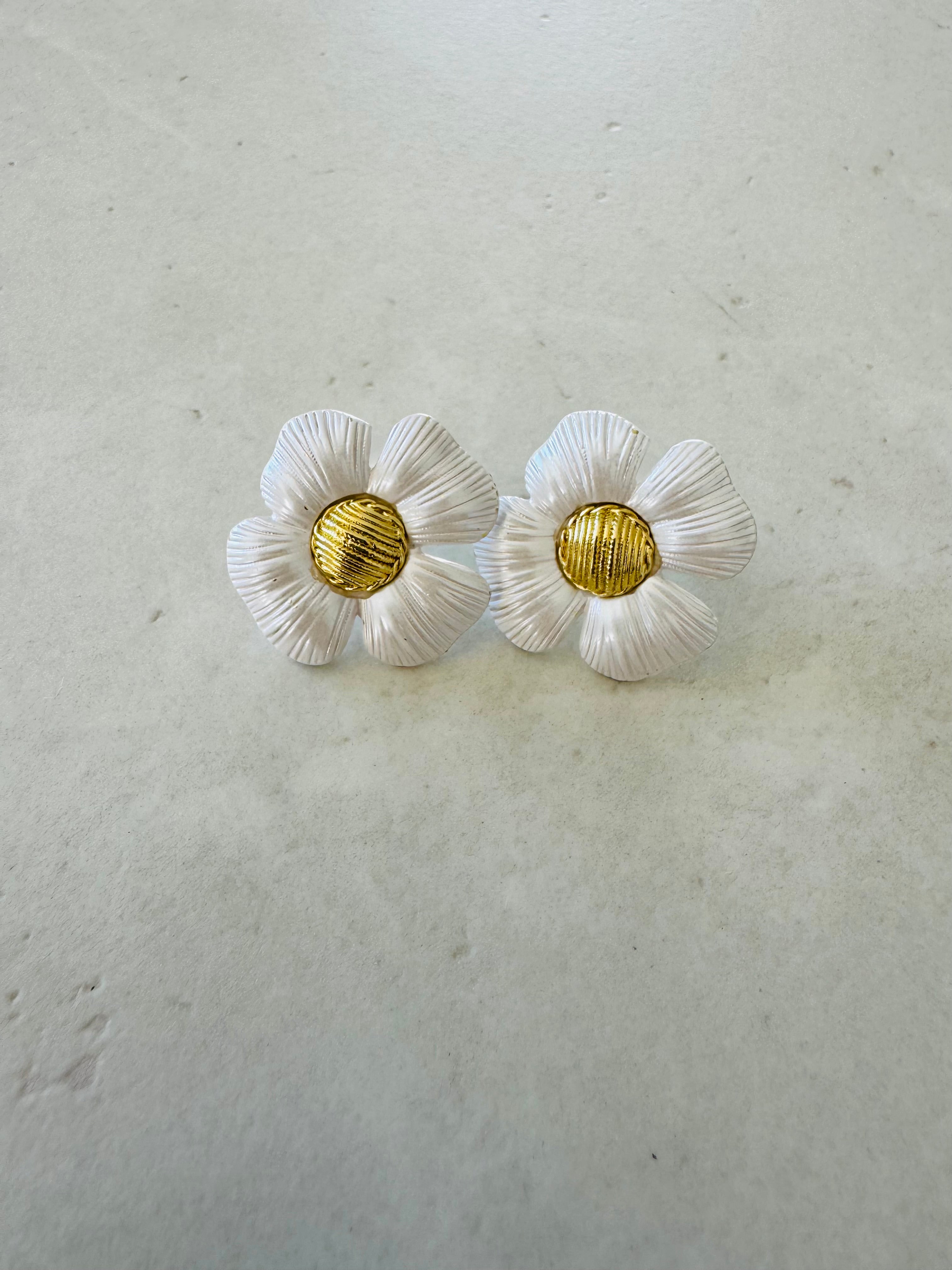White Magnolia Blossom Earrings