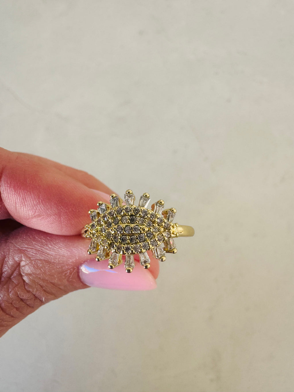 Flaminia Feathered Baguette Crystal Ring
