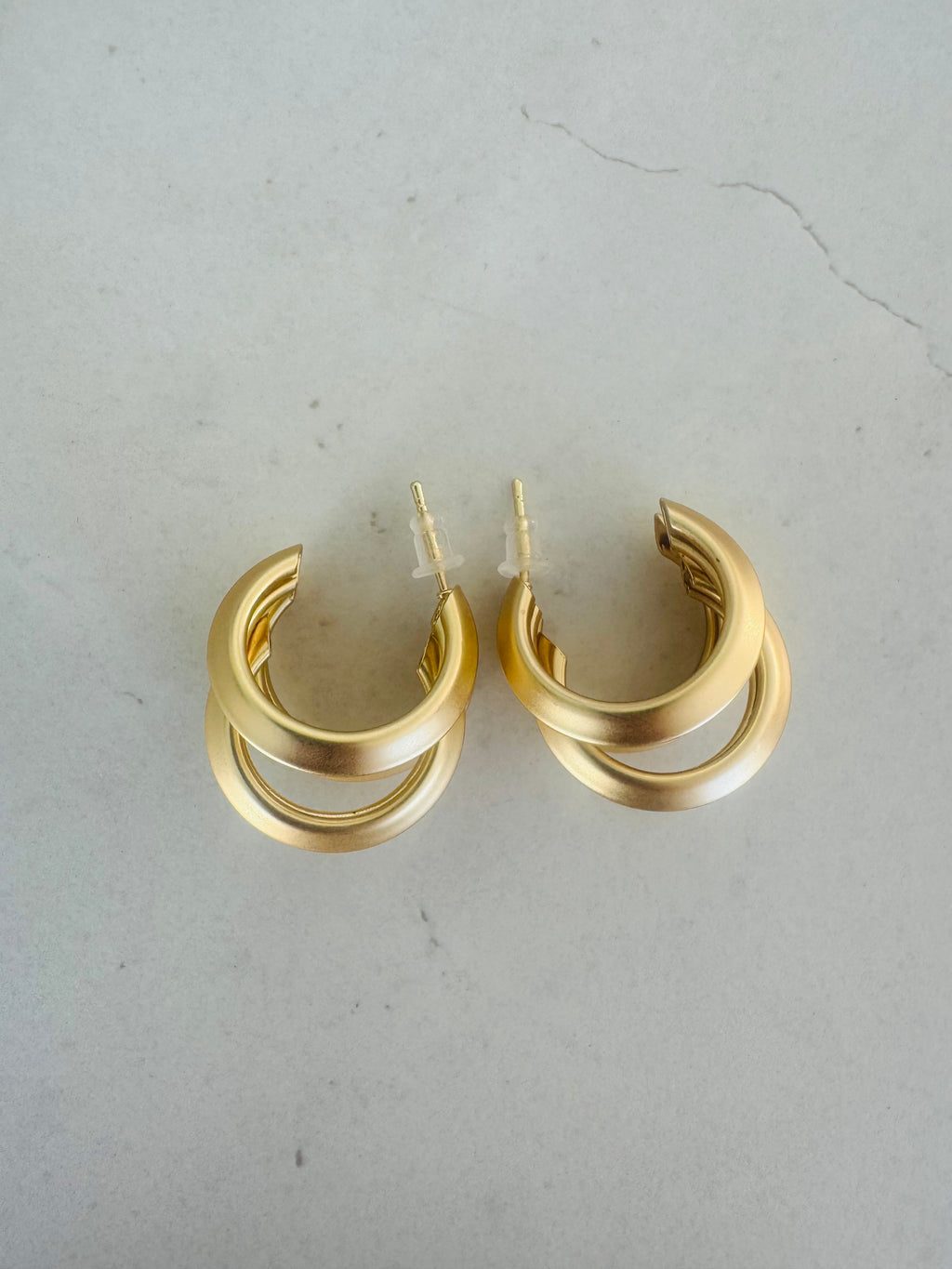 Sculpted Gold Ribbed Hoop Earrings