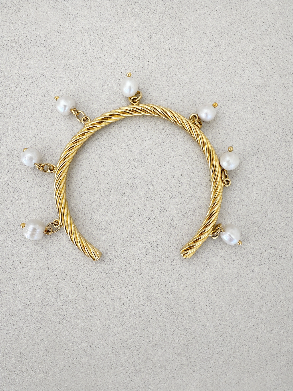 Twisted Rope Pearl Charm Cuff