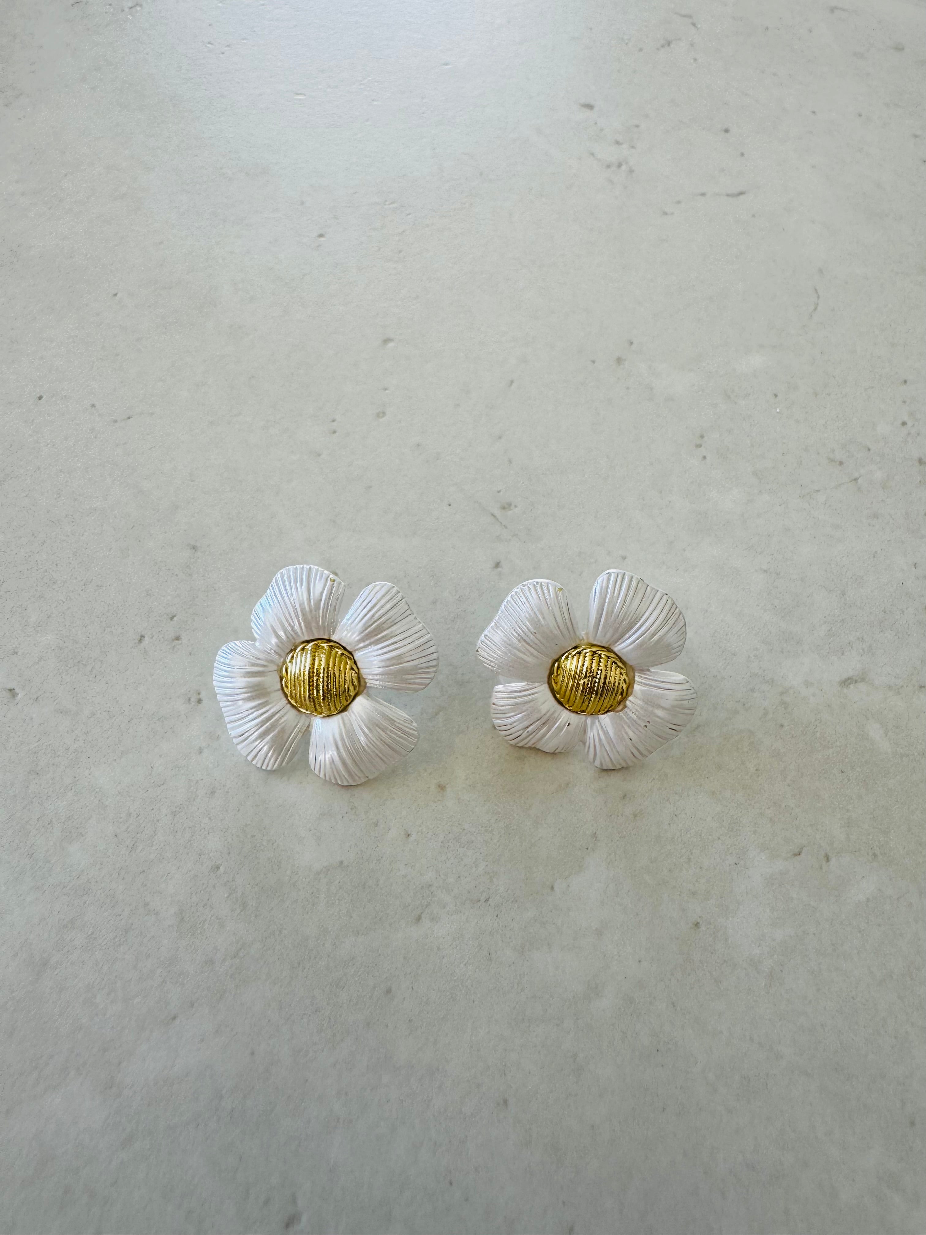 White Magnolia Blossom Earrings