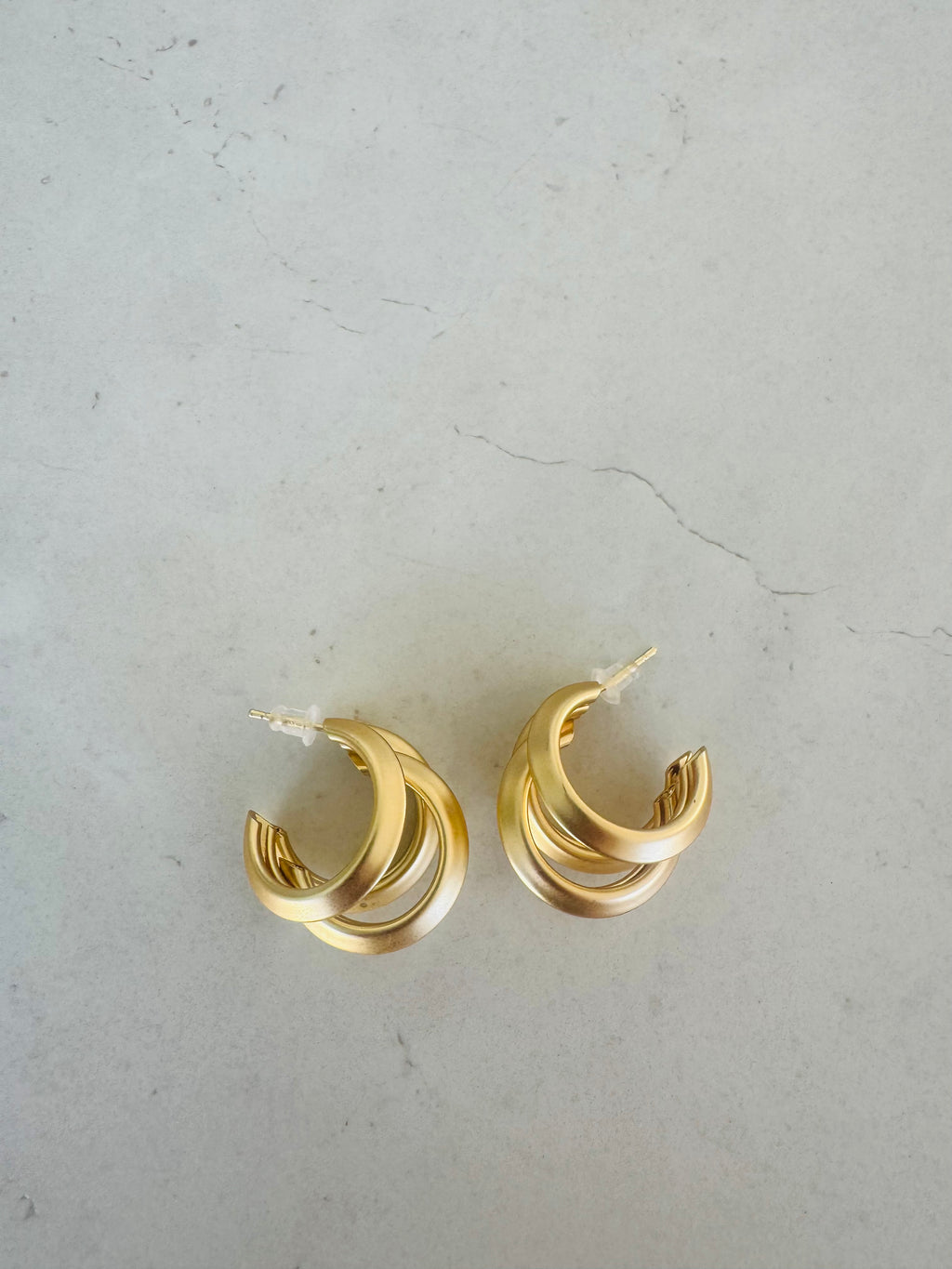 Sculpted Gold Ribbed Hoop Earrings