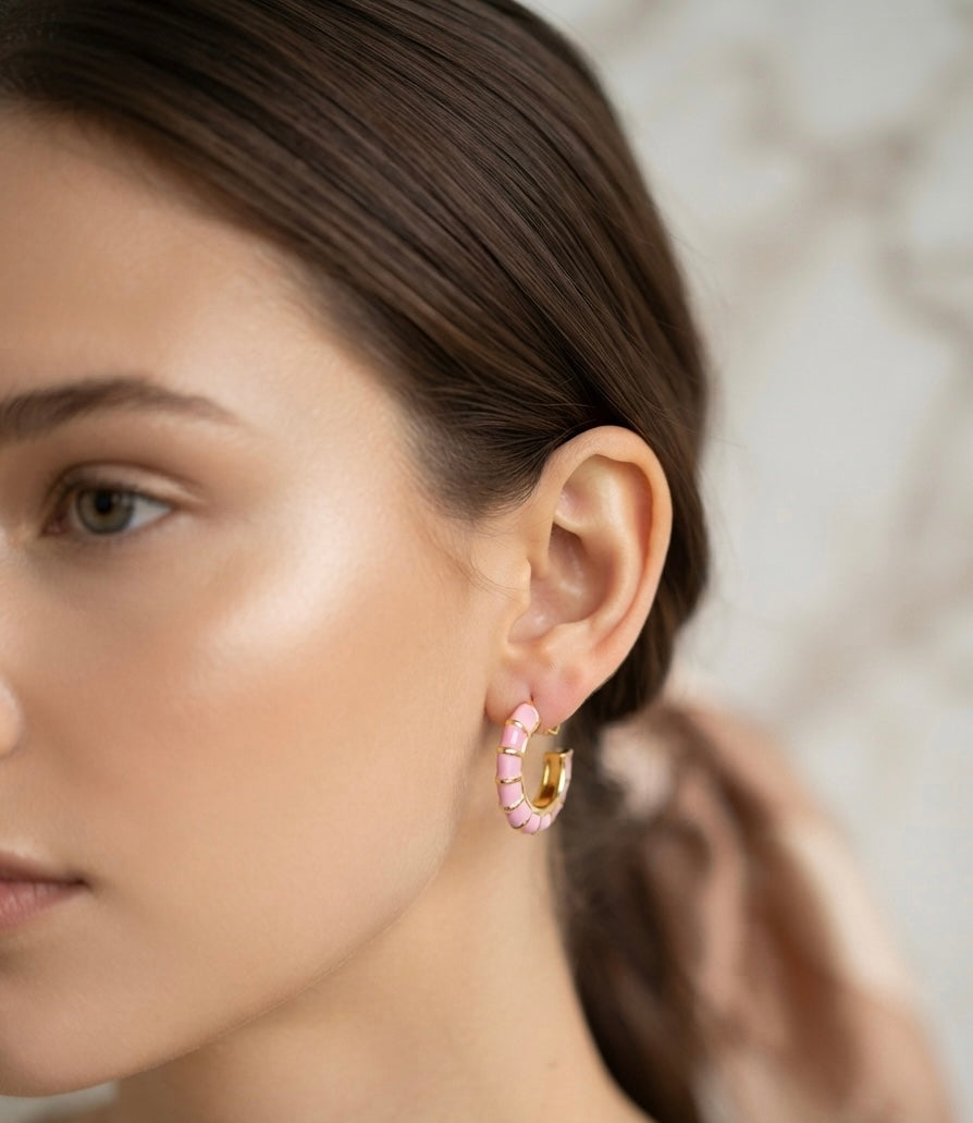 Pink Sorbet Enamel Hoops
