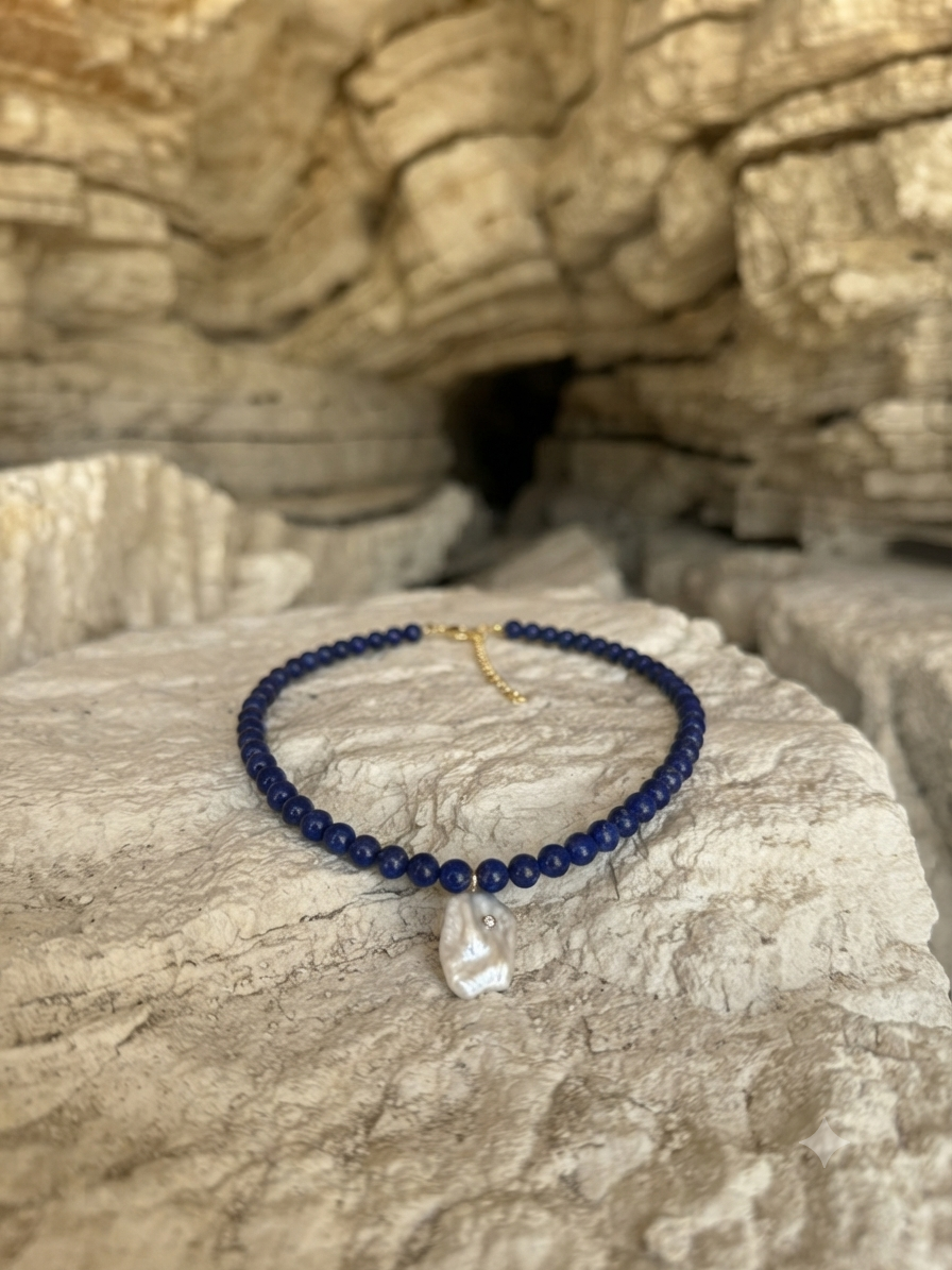 Lapis & Pearl Necklace