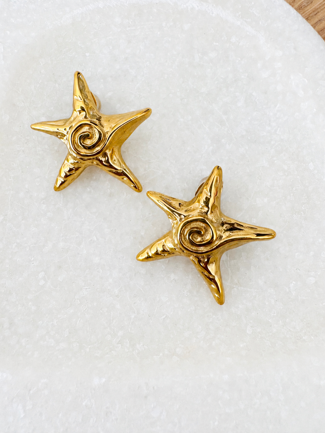 Golden Starfish Stud Earrings