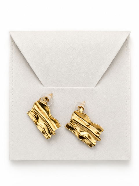 Sculpted Wave Gold Stud Earrings