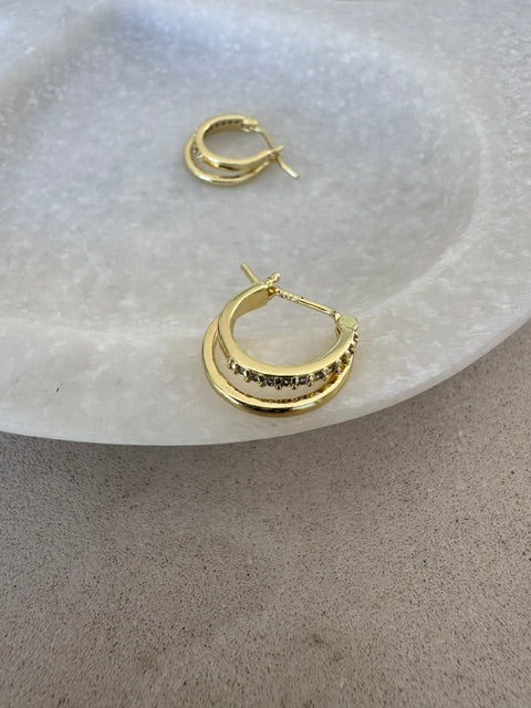 Double Take Gold Pave Hoops