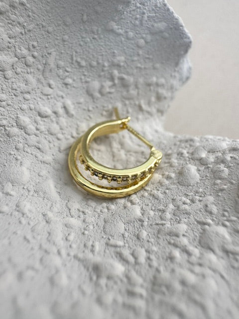 Double Take Gold Pave Hoops