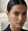 Double Take Gold Pave Hoops